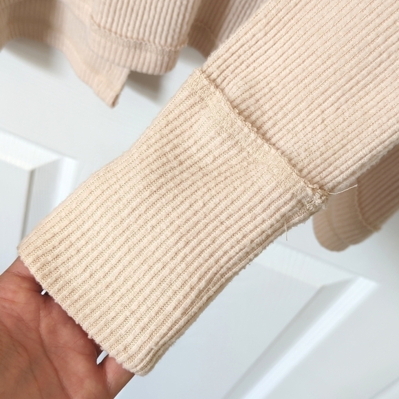 We The Free Juicy Oversized Rib Knit Cowl Neck Split Tulip Back Sweater Cream M - Picture 8 of 12